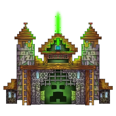 Digital art of Minecraft style 
castle