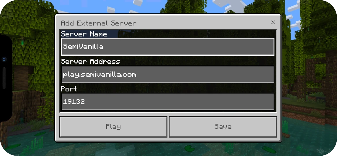 Minecraft Bedrock Edition - Add External Server Menu - Screenshot